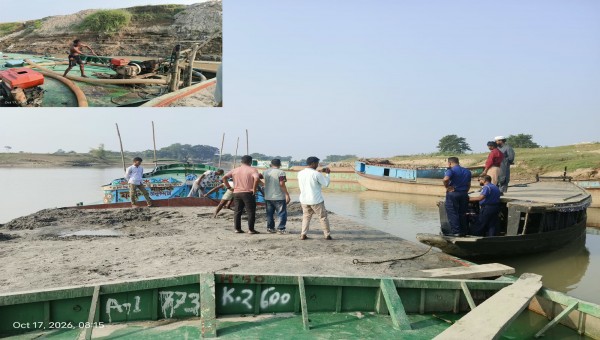 গোয়াইনঘাটে অবৈধভাবে বালু উওোলন বন্ধে অভিযান